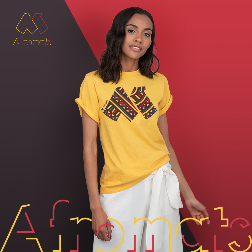 Woman with Afromats t-shirt