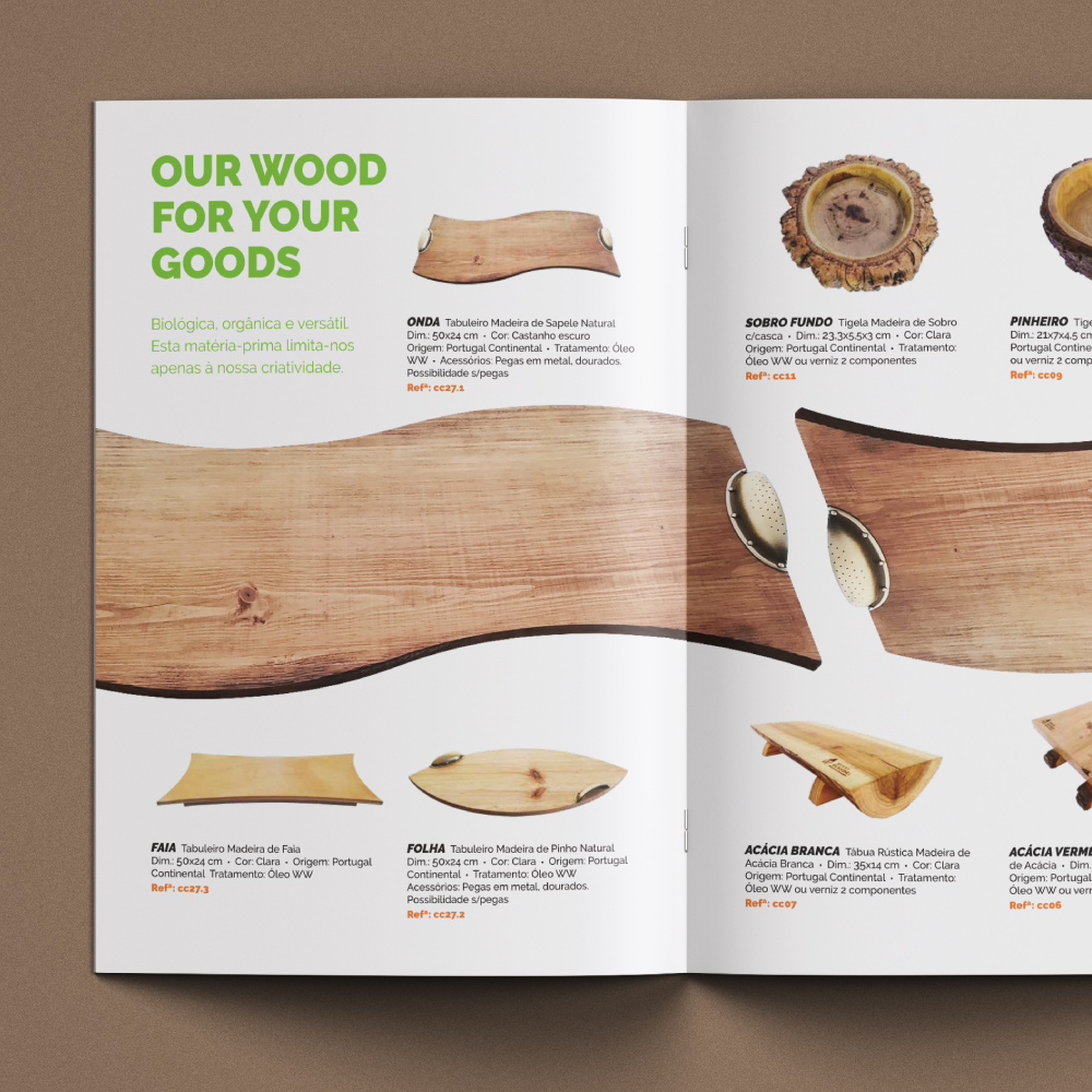 Woodworking catalogue center page mockup
